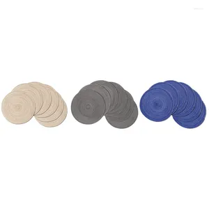 Table Mats Round Braided Placemats Set Of 6 Washable For Kitchen 15 Inch