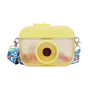 Bottiglie d'acqua bottiglia kawaii a forma di fotocamera con paglia portatile tazza da bere spalla regolabile per viaggi di sport da campeggio all'aperto