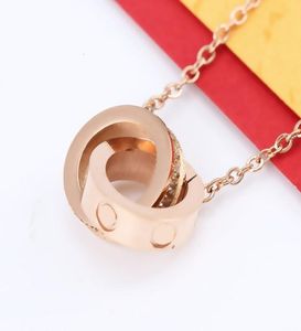 Karia039s Same 18k Rose Gold Double with Screw Necklace for Women039s Ring Clasp Pendant Fashion Clavicle Chain VW4G7104588