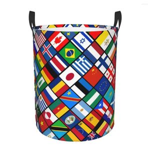 Laundry Bags Flags Of The Countries World Hamper Large Storage Basket Informative Gift Girls Boys Toy Organizer
