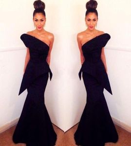 Sexy One Shoulder Black Evening Dresses Backless Satin Mermaid Prom Dress Formal Party Gowns Plus Size Special Occasion Women Wear3587073