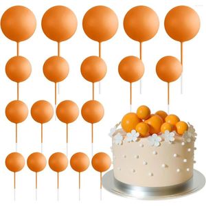 Party Supplies 20 PCS Ball Cake Topper Decorations Mini Balloons Sticks Orange Balls For Wedding Birthday Aniversary Decoratio