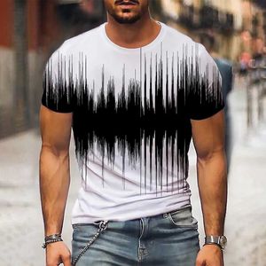 Męskie koszulki Mens T Shirt Graphic 3D O Neck Black White Stripes Ogniarne odzież Swobalne codzienne top streetwear z krótkim rękawem odzież 2445