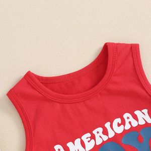 Set di abbigliamento baby boy 4th di luglio abiti indipendenza da un giorno senza maniche canotte per bandiera americana 2 pezzi abiti estivi per bambini piccoli