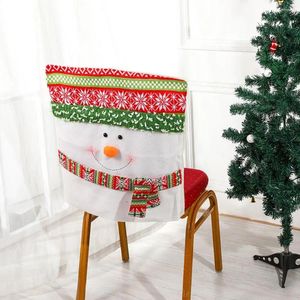 Stuhlabdeckungen festliche Sitzdecke Schneemann Santa Claus für Esszimmer Frohe Weihnachtsdekorationen Stühle Stühle