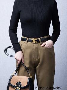 Designer Women's high-grade triumphal arch belt leather black belt with jeans brown versatile decorative belt 4V6A