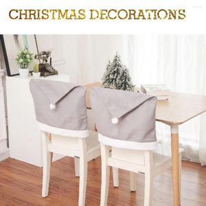 Coperture per sedie copertina a tema natalizio festivo natalizio di colore solido comfort Babbo Natale cappello da neve decorazioni