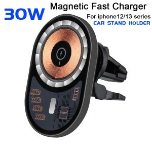 充電器30W iPhoneの磁気ワイヤレス充電器12 13 Pro Max Mini Fast Charge Qiワイヤレスカー充電器マウント用iPhone13