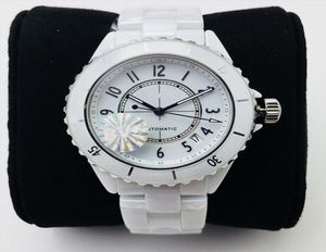 Wristwatches Highend Men039s Black White Ceramic Bracelet Automatic Mechanical Analog Watch Diamonds Number Dial Sapphire Crys9322595