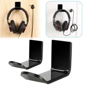 Hooks Acrylic Headphone Bracket Wall Mounted Headset Holder Hanger Under Desk Hook Earphone Sticky Display Stand