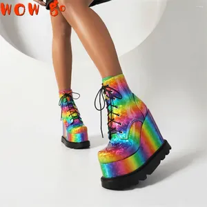 Scarpe da passeggio punk goth stivale da donna piattaforma caviglia femmini