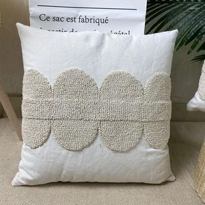 Coppa di cotone cuscino Casella beige trapuntata per decorazione per la casa soggiorno letto di divano sedia 45x45cm/30x50cm