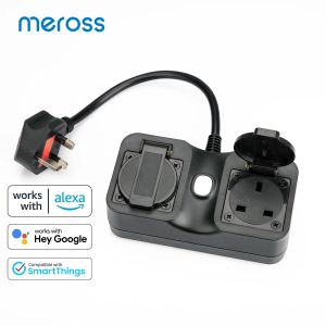 Plugs smart wifi plug/soquete wlan smarts uk plug ip44 suporte à prova d'água Alexa Google Assistant e SmartThings meross