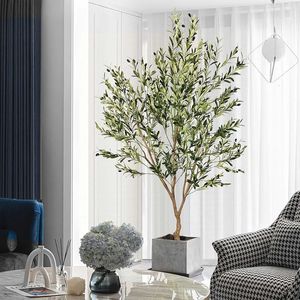 Artificial Plant Olive Tree 567FT Tall Faux Silk for Home Office Decor Indoor Fake Potted Plastic 240325