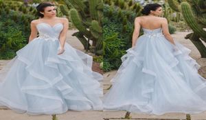 eyecatching الفضة الأزرق الكرة فساتين السهرة سهرة الحبيب مطوي tulle tulle tileded corset فساتين حفلة موسيقية فستان رسمي الحلو 168360583