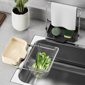 Kitchen Storage Foldable Sink Filter Rack With Disposable Garbage Mesh Bag Drain Holder Sponge Towel Shelf Anti-Clogging Strainer Net