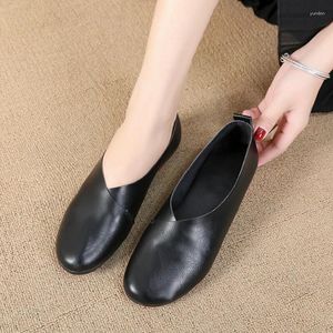 Casual Shoes Comemore Vintage For Women Leather Loafers Spring Shoe Flats Summer Moccasins Fashion 2024 Flat Black White