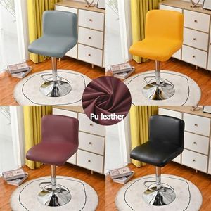 Chair Covers Pu Leather Bar Stool Cover Waterproof Office Slipcovers Non Slip Elastic Short Back Dining Room Kitchen