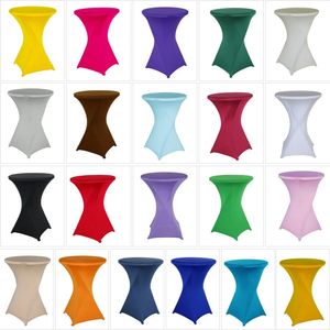 Height Stretch Round Tablecloth Cocktail Table Spandex Cloth Bar el Party Wedding Decoration Multicolor 240322