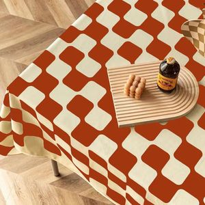 Bordduk Ins Sense Tablecloth Retro Chessboard Plaid Rectangular Dining Tea Picnic Washable K2Z3556