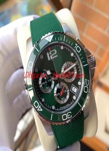 新しいLuxusuhr Mens Watches Green Dial Ceramic Bezel Sport Rubber Strap Quartz Movement Subdial Work Luminous Luxusuhr Male Wristwat2841110