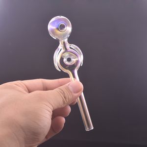 Högkvalitativ glasoljebrännare rör färgglada Pyrex 30mm Ball Hosah Reting Handle Pipes Bong Nail Burning Dab Rig Hand Tobak Herb Glass Pipe