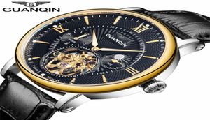 Guanqin Luxury Top Brand Tourbillon Skeleton Wristwatch Men Fashion Casual Leather Automatic Mechanical Watch Relogio Masculino4097691