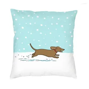 Cuscino Happy Holiday Snow Dachshund Cover 45x45cm casa decorativa stampa 3D simpatica custodia per cani per cani per soggiorno per soggiorno