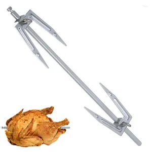 Tools Stainless Steel Grill Fork Ovens Turkey Chicken Roaster Spit Rotisserie Branch For BBQ Kitchen Oven Accessories 28cm