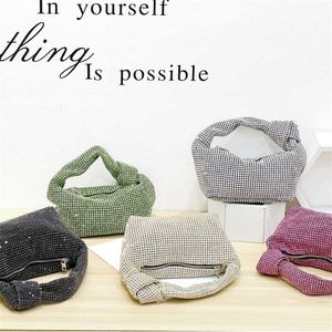 Bolsas 2024 Wallte Fashion Texture completa incrustada bucket king água diamante nó