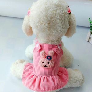 Hundkläder corduroy husdjur prinsessa kjol söt valp katter hängslen ärmlös klänning teddy höst och vinterkläder