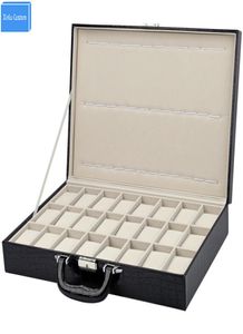 Special för Watch ShopRetail Suit Case Jewelry Watch Storage Travel 24 Slots Display Box Alligator Mönster Läderlåda Klockor CA5277584