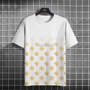 Men's T-Shirts Summer Mens T Shirt Casual Crew Neck Short Sleeve Pullover Street Fashion Sportwear Oversized Male Clothing Pattern Print 2445