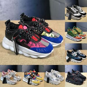 Oversized Platform Sneakers Versace Chain Reaction Designer Shoes Mesh Multi-Color Suede Pony Leopard Pink Black White Luxury【code ：L】Trainers