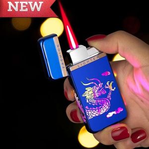 Dazzling LED Running Lights Straight Turbo Torch Butane Without Gas Lighter Creative Personalized Trendy Cyclic Iatable Men's Gifts