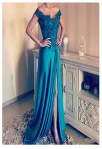 emerald green deep v neck evening dresses sexy off the shoulder prom dresses custom made side split formal prom party dresses2859262