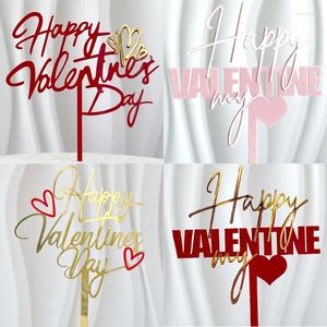 パーティー用品10pcsは、アクリルハートゴールドバレンタインケーキトッパーと結婚式の装飾ベーキング装飾ツールでロマンスを追加します