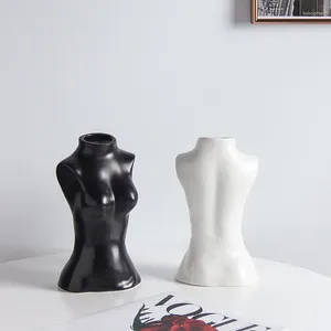 Vazolar Nordic Ins Yaratıcı Vazo Seramik Sanatı Kadın İnsan Vücudu Heykel Dekorasyon Masaüstü Çiçek Düzenleme Kurutucu