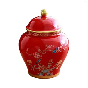 Vaser Ancient Chinese Style Ceramic Ginger Jar Dekorativ blommor Vas Traditionell heminredning Tedagring för kök bröllopsprydnad