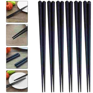 Kitchen Storage 10 Pairs Cooking Sushi Chopsticks Practical Convenient Tableware Plastic Flatware Food-grade Black Dishwasher Safe