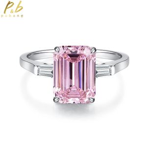 Pabang Fine Jewelry Diamond Ring Solid 925 Sterling Silver Pink/Green Gem for Womenn Partyギフトドロップ240327