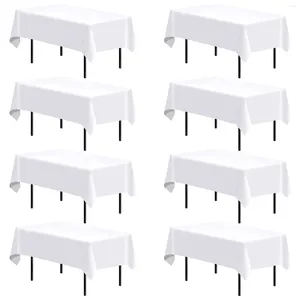 テーブルクロス8pcs白いテーブルクロス長方形の染みとしわ抵抗性洗濯洗浄可能なポリエステルカバー