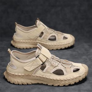 Cyytl Männer Schuhe Sandalen Sommer Beach atmungsaktives Wandern im Freien Leder Mode Designer Luxus flacher Fischer in der Nähe von Toe Sneakers 240328