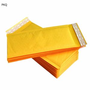 Mailers 20st/Lot Yellow Kraft Paper Bubble Bags Long Style Self Seal Yellow Mail Packaging Bubble Mailers vadderade kuvert