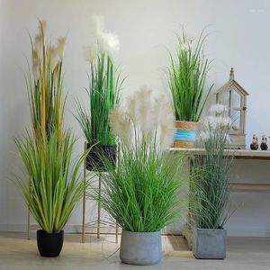 Decorative Flowers Large Simulation Potted Plants Nordic Artificial Indoor Ground Green Fake Dog Tail Onion Grass Bonsai