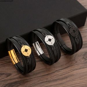 Nya Hip Hop Mens -armband rostfritt stål spänne smycken handvävd mångsidig armband