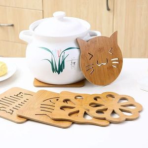 Table Mats 1PC Home Wooden Cartoon Insulation Mat Non-slip Pot Creative Cute Tea Bowl Placemats