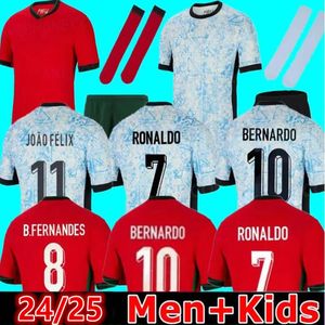 Nuovi maglie da calcio 2024 Kit di calcio per bambini Portogals Fernandes Bernardo Joao Felix Jersey Mens 2025 Shirt Portuguesa 24 25 Portugieser Shirt da calcio