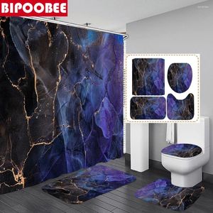 Shower Curtains Abstract Stone Grain Curtain High Quality Texture Bathroom Toilet Cover And Bath Mat Non-Slip Rug Home Decor