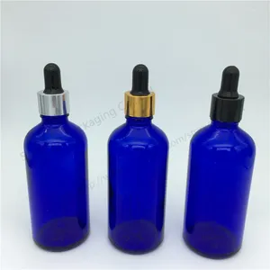 Storage Bottles 10 X 100Ml Blue Glass Reagent Liquid Pipette Bottle Eye Dropper Drop Essential Oil Packing